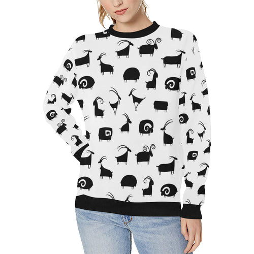 Goat ram pattern Women's Crew Neck Sweatshirt