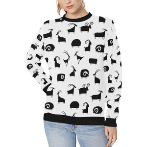 Goat ram pattern Women's Crew Neck Sweatshirt