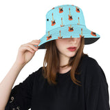 electric guitar pattern light blue background Unisex Bucket Hat