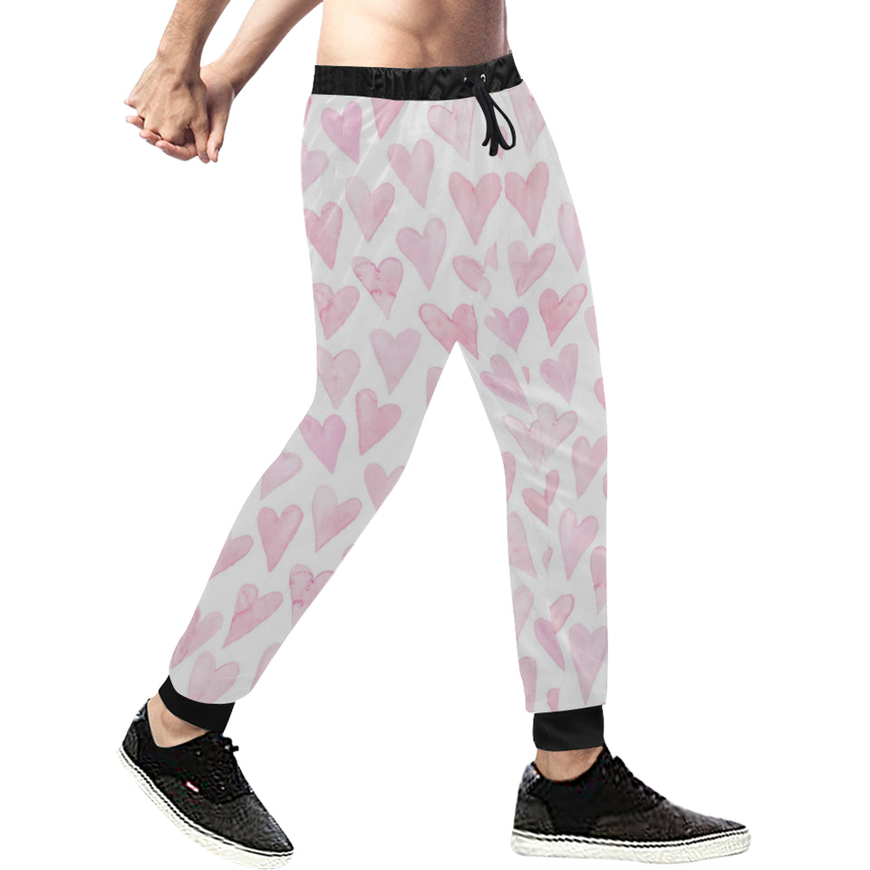 Watercolor pink heart pattern Unisex Casual Sweatpants