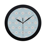 White cute pomeranian pattern Elegant Black Wall Clock