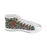 Colorful snake plant pattern Women's High Top Canvas Shoes White