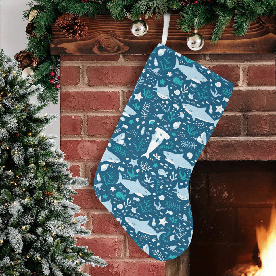 Cute shark pattern Christmas Stocking