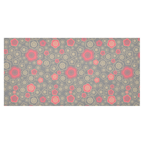 Red gold Sakura cherry blossom gray background Tablecloth