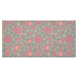 Red gold Sakura cherry blossom gray background Tablecloth