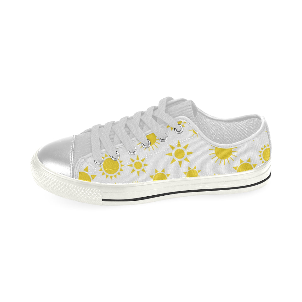 Sun pattern Women's Low Top Canvas Shoes White
