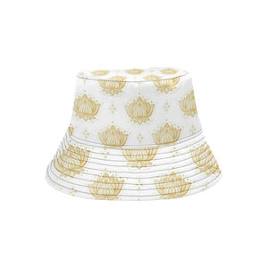 Gold Ornamental lotue waterlily symbol pattern Unisex Bucket Hat