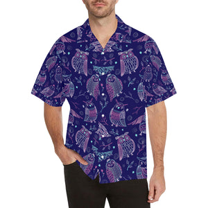 Cute owls pattern boho style ornament Men's All Over Print Hawaiian Shirt