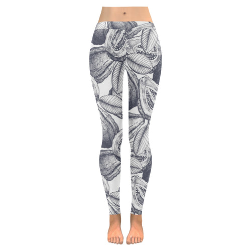 Guava tropical hand drawn pattern Women's Legging Fulfilled In US