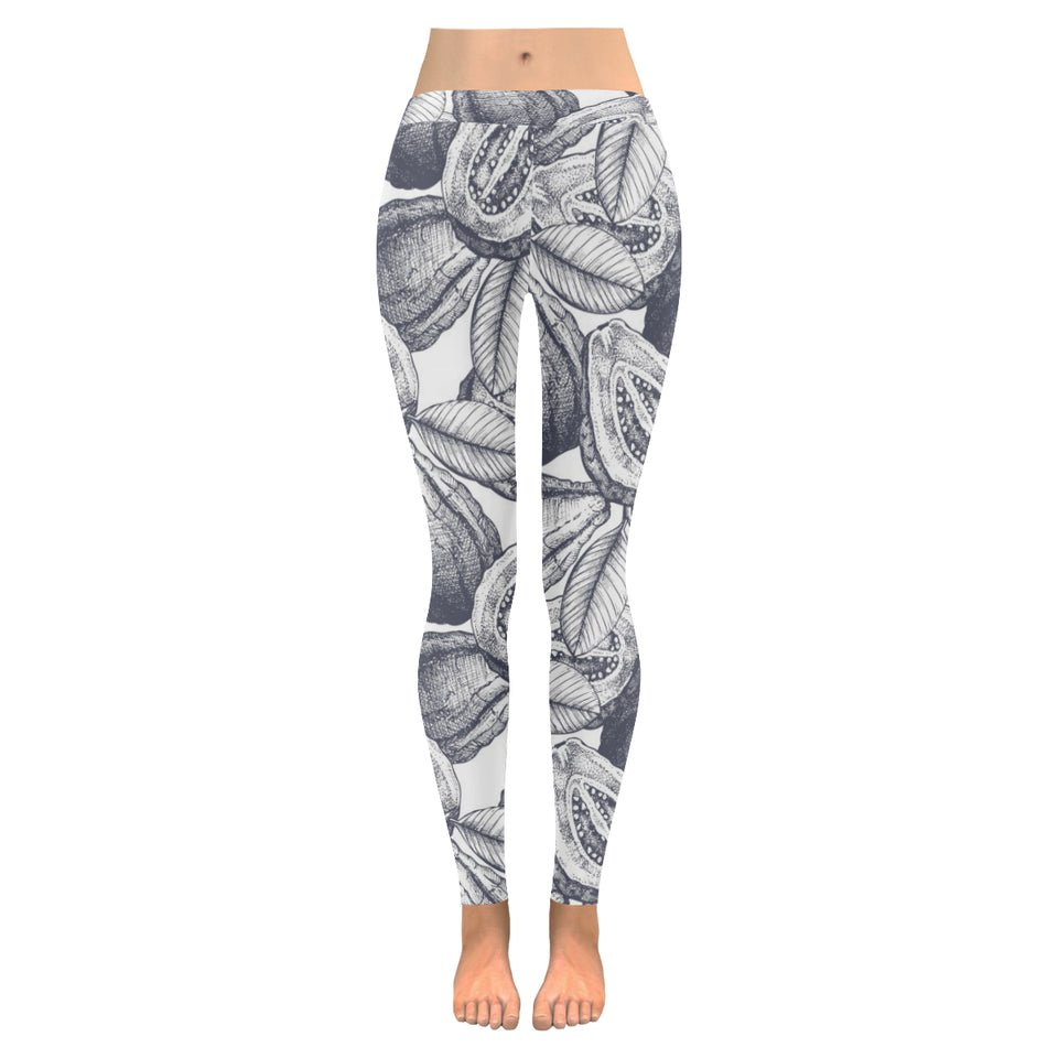 Guava tropical hand drawn pattern Women's Legging Fulfilled In US
