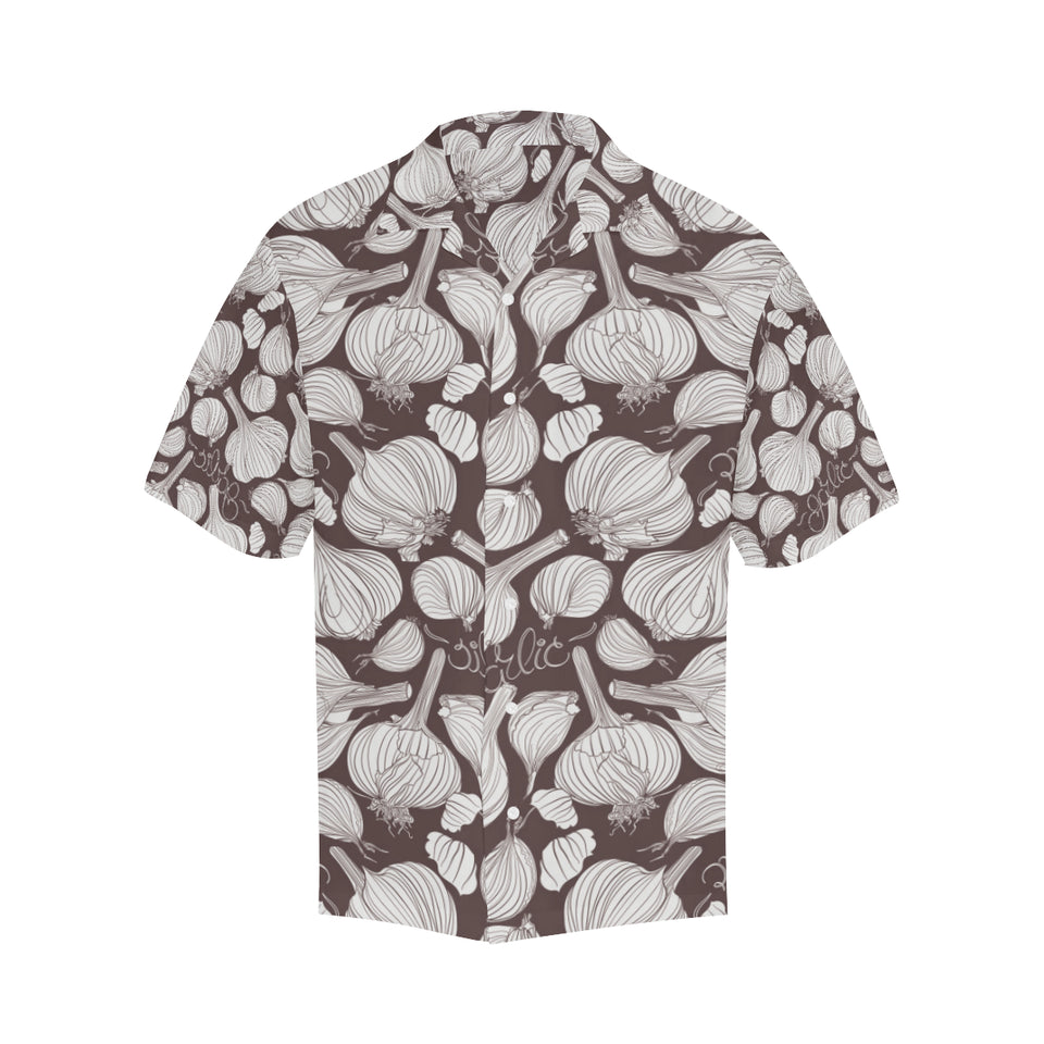Garlic bulb dark background Men's All Over Print Hawaiian Shirt
