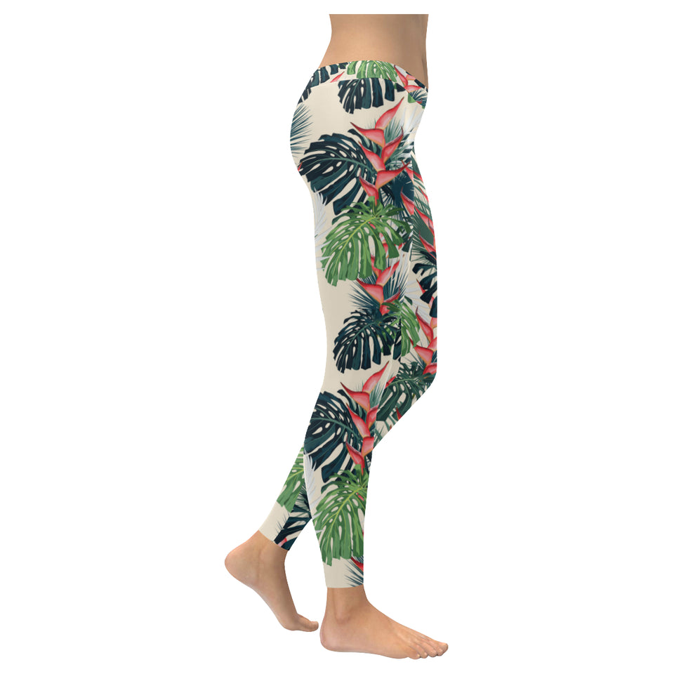 heliconia flowers, palm and monstera leaves Women's Legging Fulfilled In US