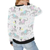 Cute elephant mouse pattern Women's Crew Neck Sweatshirt