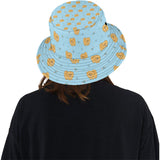 Brown cute pomeranian blue blackground Unisex Bucket Hat