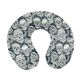 Sugar skull black white pattern U-Shaped Travel Neck Pillow