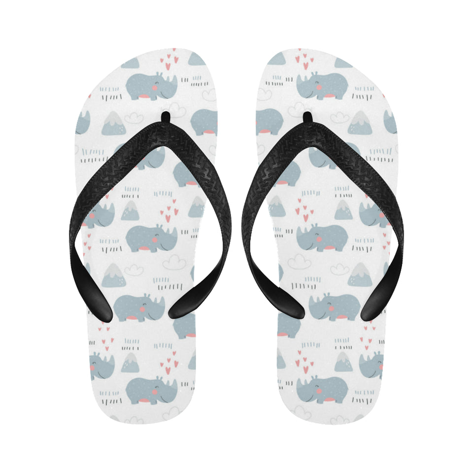 cute rhino heart pattern Unisex Flip Flops
