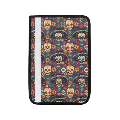 Sugar skulls flower maxican pattern Car Seat Belt Cover