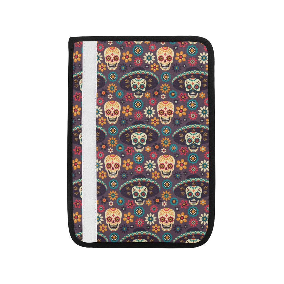 Sugar skulls flower maxican pattern Car Seat Belt Cover