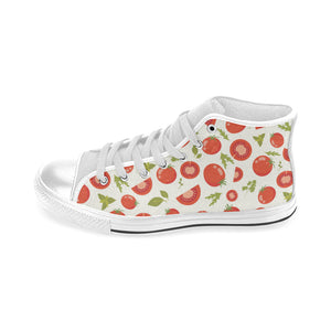 Tomato pattern Men's High Top Canvas Shoes White