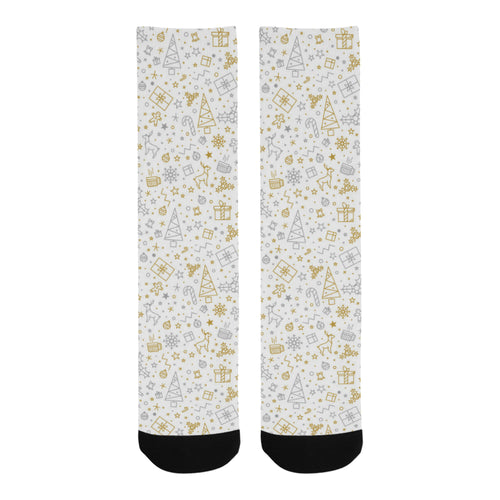 Christmas tree Christmas element Silver gold patte Crew Socks