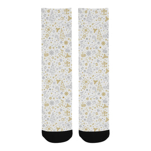 Christmas tree Christmas element Silver gold patte Crew Socks