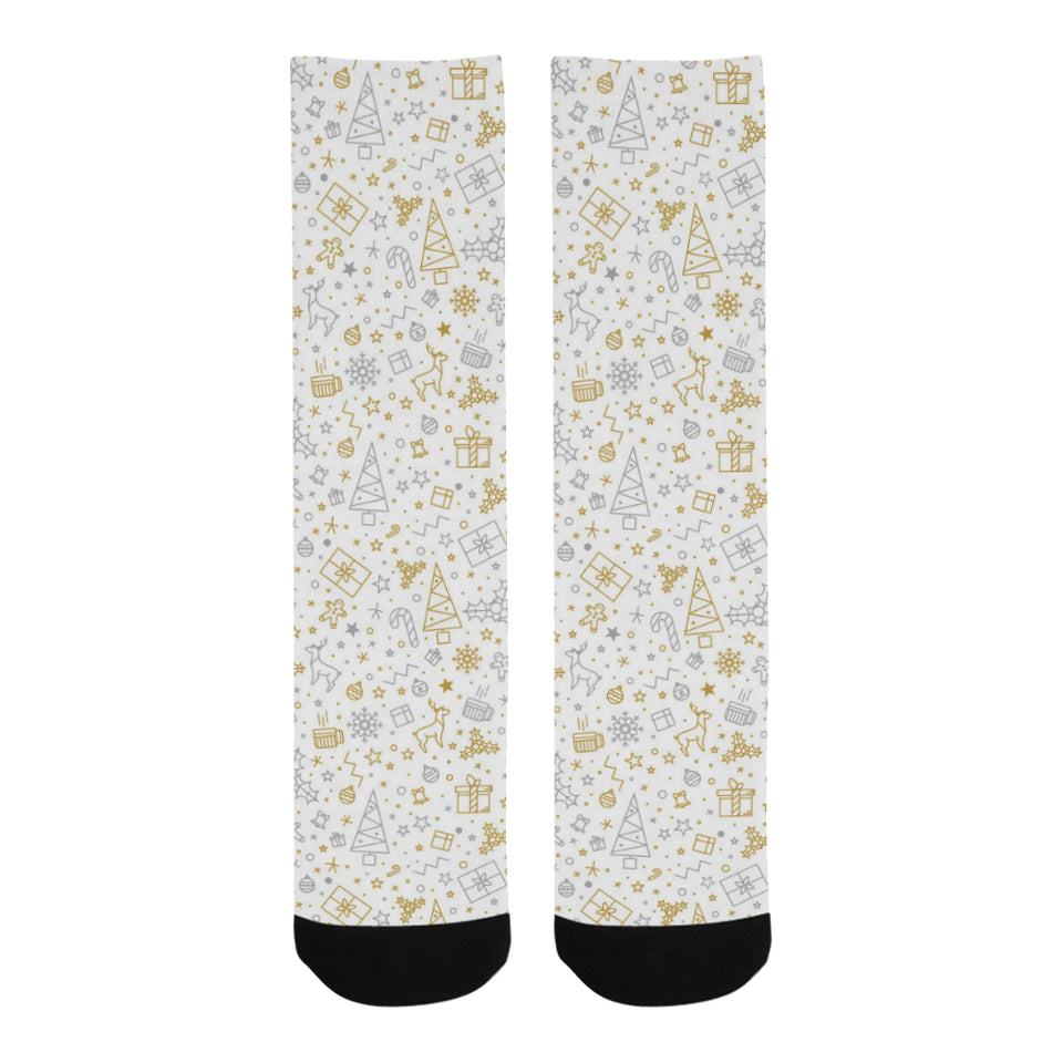 Christmas tree Christmas element Silver gold patte Crew Socks