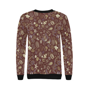 Coffee bean flower pattern Women's Crew Neck Sweatshirt