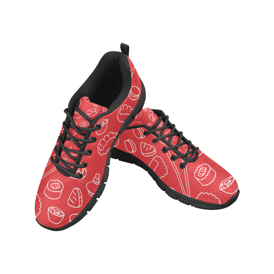 sushi pattern red background Men's Sneaker Shoes