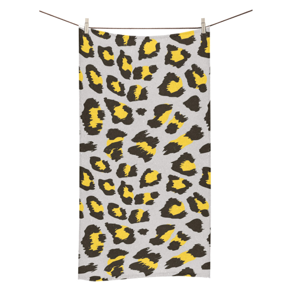 Gray Leopard print pattern Bath Towel