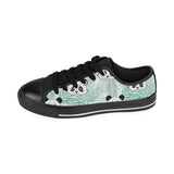 Panda pattern tropical leaves background Men's Low Top Canvas Shoes Black
