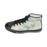Bonsai bamboo stork japanese pattern cream theme Men's High Top Canvas Shoes Black