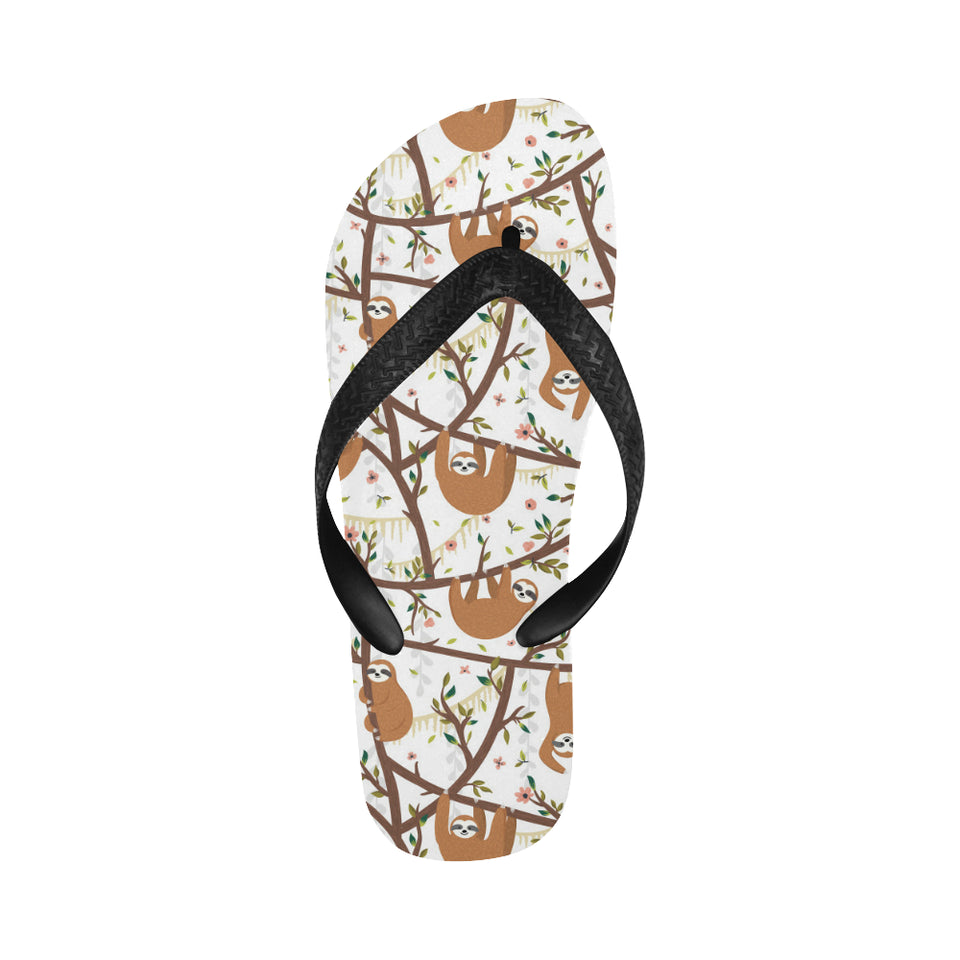 Sloths hanging on the tree pattern Unisex Flip Flops