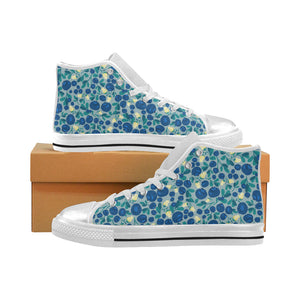 blueberry design pattern Women's High Top Canvas Shoes White