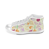 Onion garlic white red pattern Men's High Top Canvas Shoes White