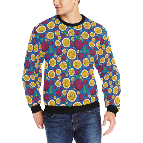 Passion fruit blue background Men's Crew Neck Sweatshirt