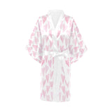 Watercolor pink heart pattern Women's Short Kimono Robe