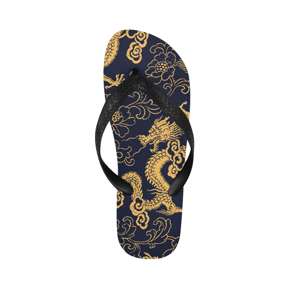 Gold dragon pattern Unisex Flip Flops