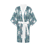 Cute rabbit pattern Women's Short Kimono Robe