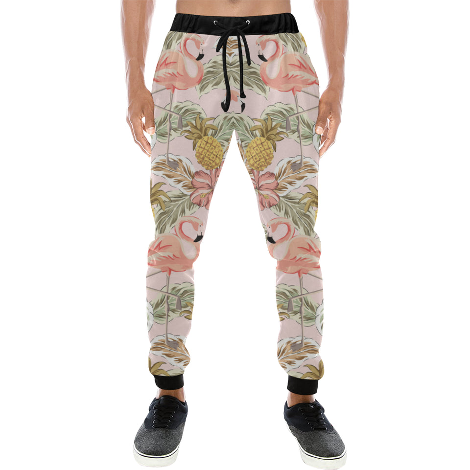 Pink flamingo birds pineapples hibiscus flower pat Unisex Casual Sweatpants