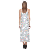 Cute rainbow clound star pattern V-Neck Open Fork Long Dress