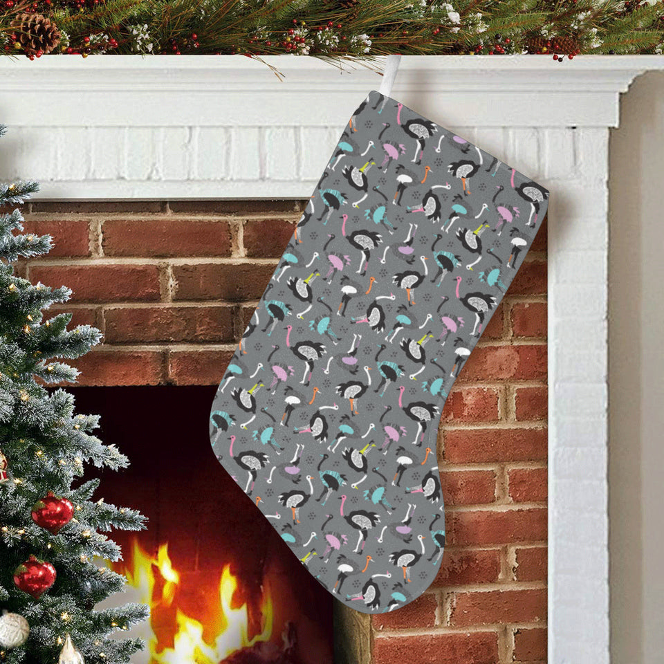 Ostrich Pattern Print Design 01 Christmas Stocking