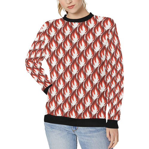 Fire flame symbol design pattern Women's Crew Neck Sweatshirt