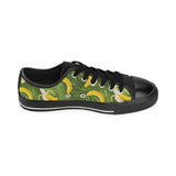 Banana Palm Leaves pattern Men's Low Top Canvas Shoes Black