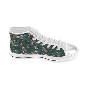Snake forest pattern Women's High Top Canvas Shoes White