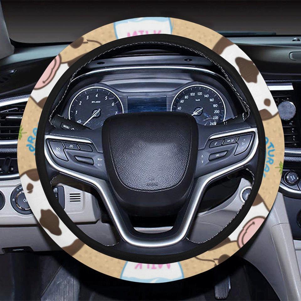 Cow bottle of milk pattern Car Steering Wheel Cover