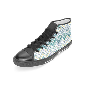 zigzag  chevron paint design pattern Women's High Top Canvas Shoes Black