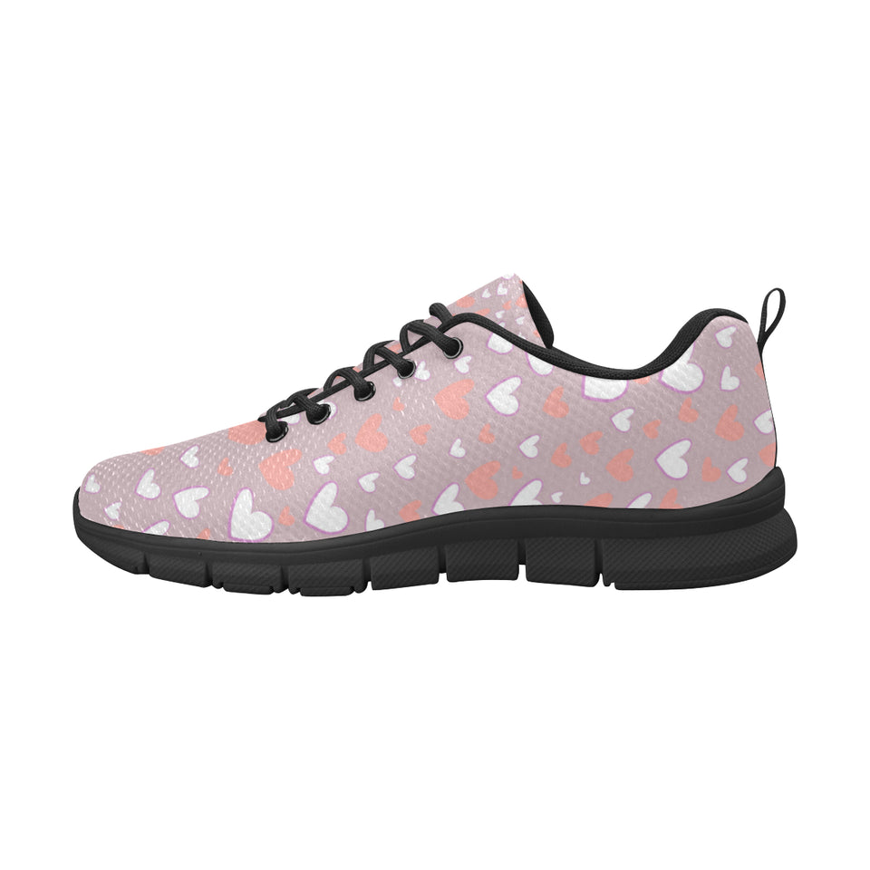 coral white heart pattern Men's Sneaker Shoes