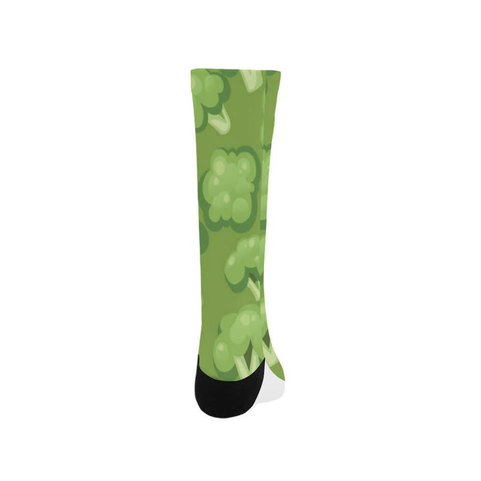 Broccoli pattern green background Crew Socks