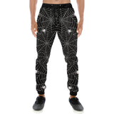 Spider web design pattern Black background white c Unisex Casual Sweatpants