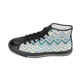 zigzag  chevron paint design pattern Women's High Top Canvas Shoes Black